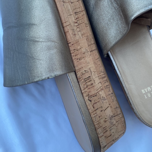 Stuart Weitzman Pewter Cork Wedge Slide Sandals Sz 11 LAST CALL ☎️⚠️ - Picture 8 of 8